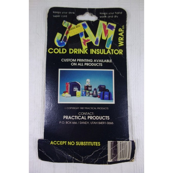 Vintage 1980s WACKY design Cold Drink Insulator Sleeve Jam Wrap New - Picture 9 of 11